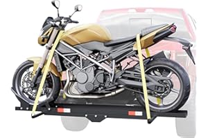 ECOTRIC 600LBS Black Motorcycle Carrier Mount Dirt Bike Rack Hitch Hauler |with Loading Ramp| Superior Heavy Duty (You Will Receive Two Packages for This Item)