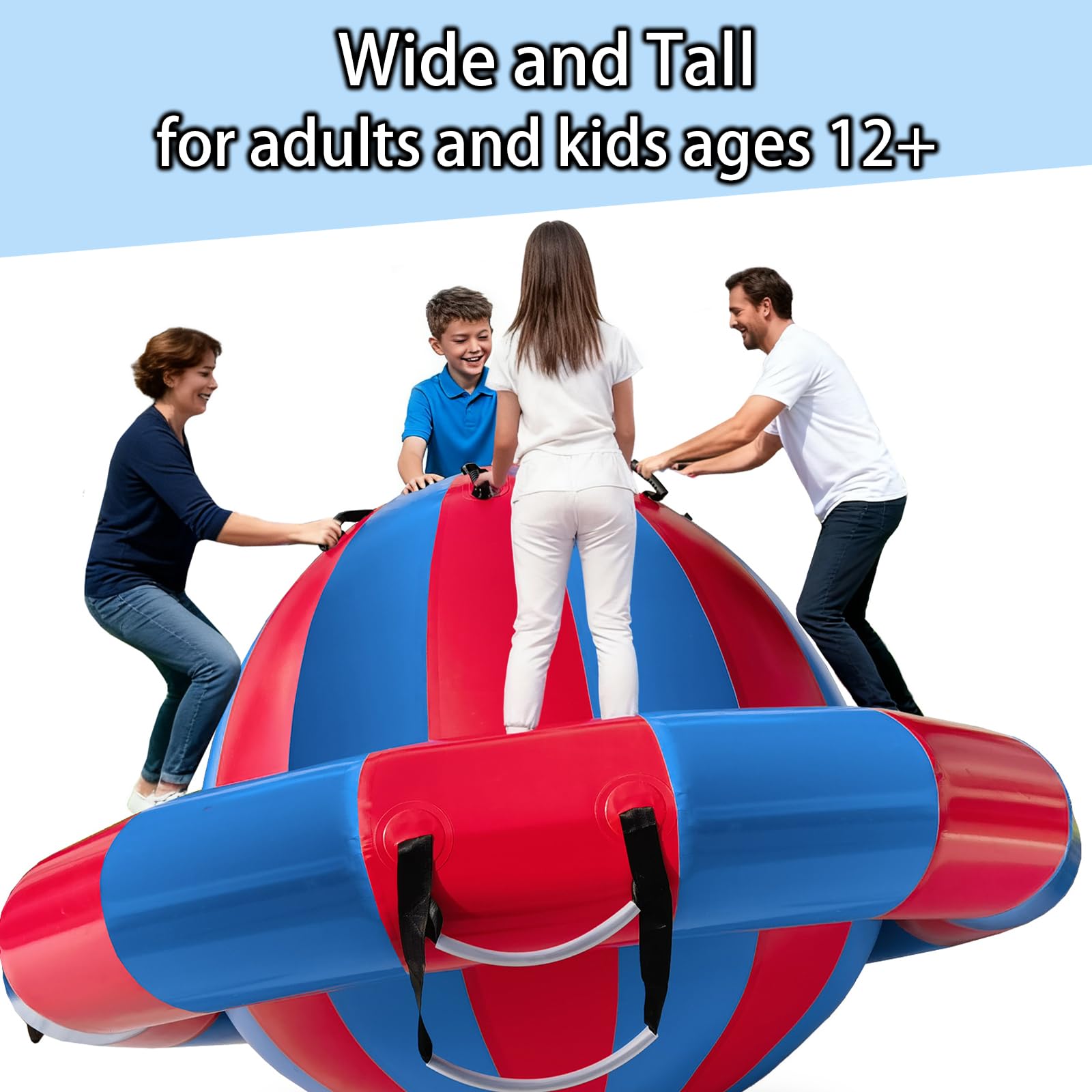 Hongcoral 8.2'x4.8' Inflatable Dome Rocker Bouncer, Giant Roll and Play Seesaw Rocker with 8 Handles, 660LBS Capacity, Blow Up Outdoor Family Toys with Electric Pump - for Pool, Lake & Backyard