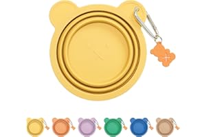Furtizen Silicone Collapsible Travel Bowl with Free Poop Bag Holder – Lightweight, Portable, Multipurpose for Pets, Dishwasher & Microwave Safe (Yellow, Small)