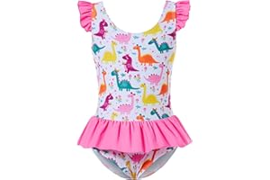 Vieille Toddler Little Girls One Piece Swimsuits Ruffles Bathing Suits Mermaid Dinosaur Swimwear 2-7T