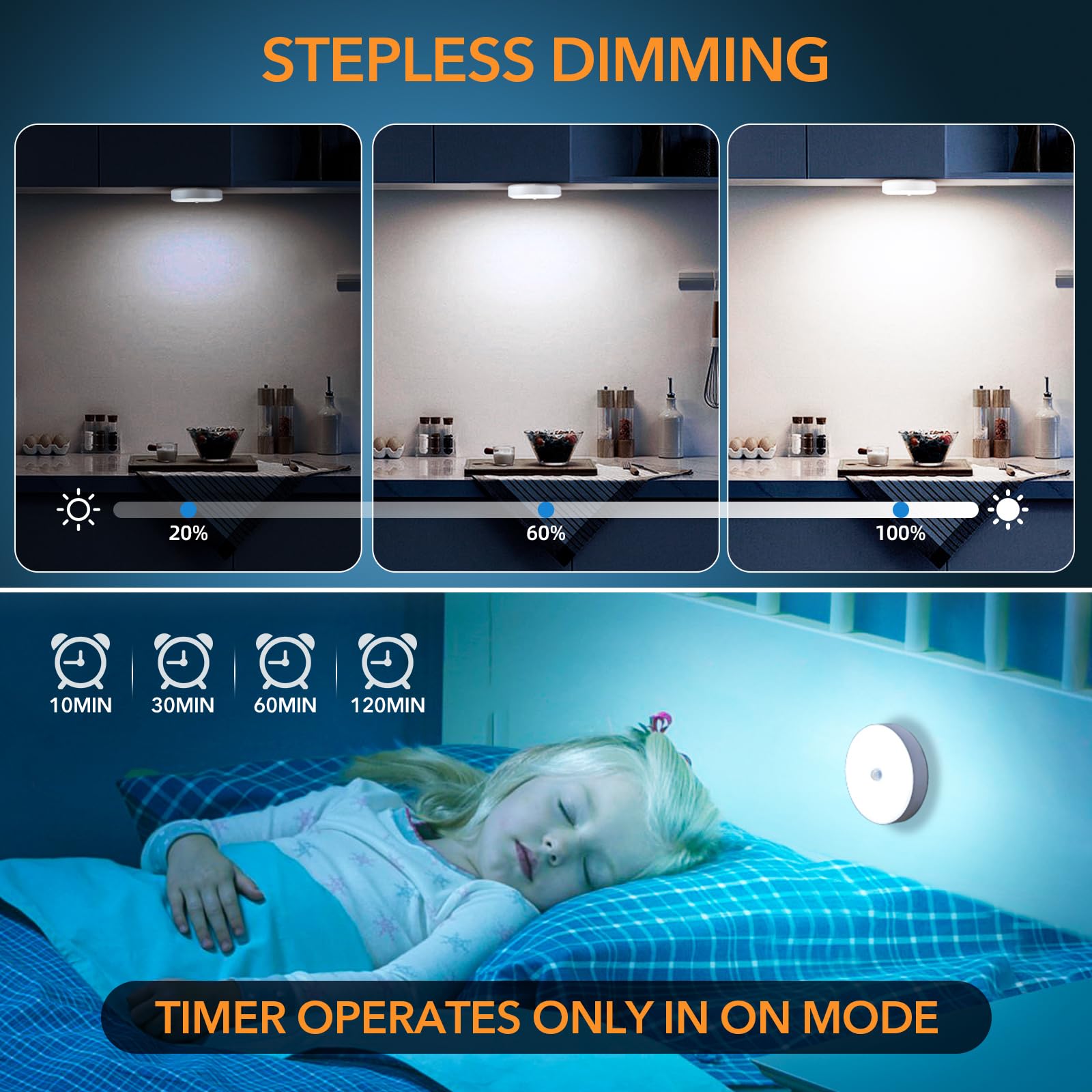 XLYS 6 Pack Motion Sensor Puck Lights Indoor, Under