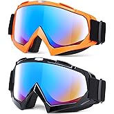 MAMBAOUT Adult Dirt Bike Goggles, 2-Pack ATV Motorcycle for Men & Women, Wide Vision Riding Off-Road