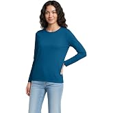 Lands' End Women's Supima Long Sleeve Crew Tee | American-Grown Supima Cotton, Relaxed Fit, Tagless, Mid-Hip Length, Layering, Petite and Plus Sizes