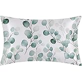 1 Pack Satin Pillowcase Watercolor Green Leaves Similar to Silk Pillow Cases, 20" x 26" Soft Smooth Breathable Cool Pillow Cases for Hair and Skin, with Hidden Zipper, Standard Size