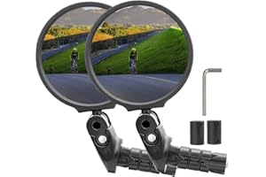 Arkham Bike Mirror 2PCS, HD Bar End Bicycle Rearview Mirror 360˚ Rotatable, Stainless Steel Lens Universal for Left and Right