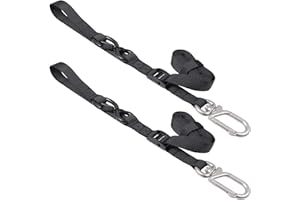 WISESSO Masterwise Tie Down Straps,1" x 8’ Tie Downs with Swivel Carabiner Hooks, Motorcycle Handlebar Straps for Dirt Bike, Kayak, Car, Truck, Boat, Cargo(2 Pack)