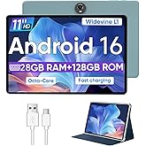 11 Inch Android 16 Tablet, Octa Core, 28GB RAM 128GB ROM 1TB Expand, Blue | Android 16 11 Inch tablets, Octa Core, Widevine L1, 8000mAh battery, dual WiFi, GPS, FM, 5/8MP cameras. Case included