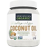 Viva Naturals Organic Coconut Oil - Unrefined, Cold-Pressed Extra Virgin Coconut Oil, USDA Organic and Non-GMO Cooking Oil, G