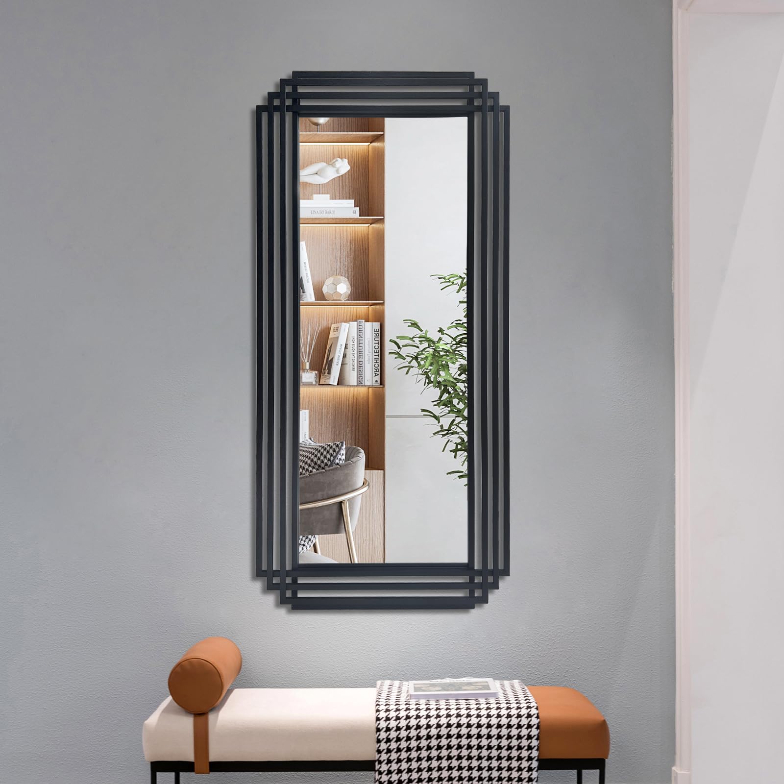 DAOYIJIAJU Black Rectangle Mirror, 47