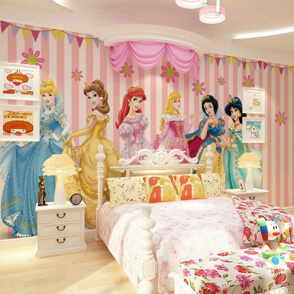 Children's Room Bedroom Background Wall Paper Girl Cartoon Pink Princess Warm Wallpaper Mural Non-Woven Wall coveringpaste Border Effect Under bedroom350cm×256cm