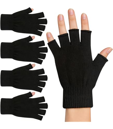 Amazon.com: Sumfox 4 Pairs Black Fingerless Gloves - Unisex Half