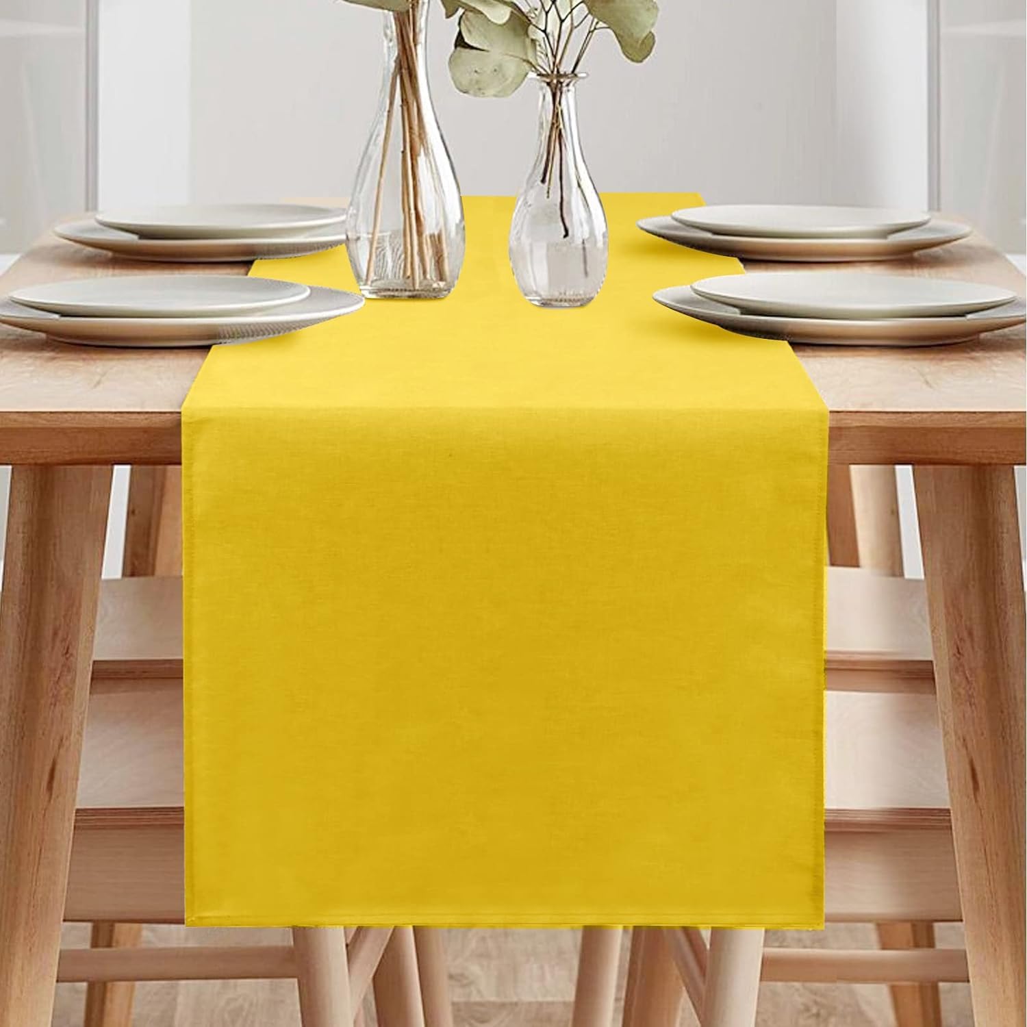 Modern Decorative Waterproof Table Runner for Kitchen Dining Room Party (40*240 cm, Yellow)