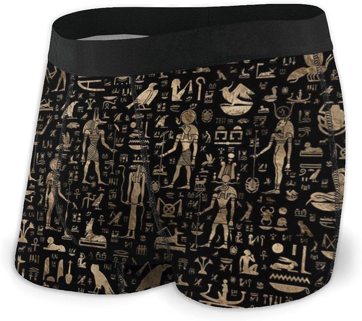Msanlixian Mens Boxer Briefs Ancient Egyptian Hieroglyphs Black Gold