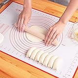 LIMNUO Large Silicone Pastry Mat Non Stick Rolling Dough with Measurements-Non Slip,Reusable Large Silicone Baking Mat…