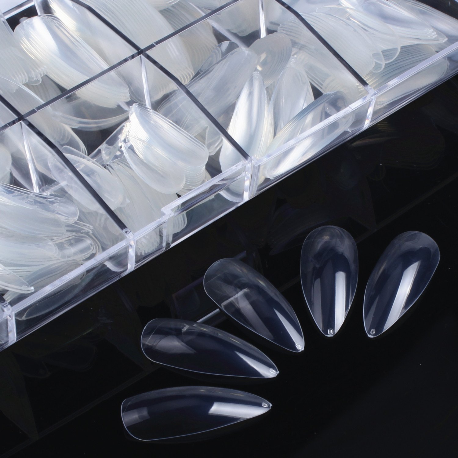 Amazon Com Ecbasket Stiletto Nails Clear Fake Nails Acrylic Nails Pointed Nails Long Full Cover Artificial Nails For Halloween 500pcs 10 Sizes With Box Beauty