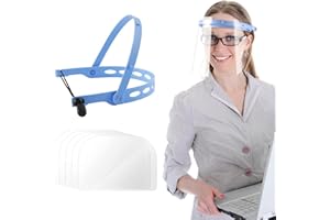 5 Pcs Safety Face Shields, Replaceable face Shields, Adjustable Face Cover, 1 Sets of Blue Reusable Brackets 5 Pcs Reusable 2