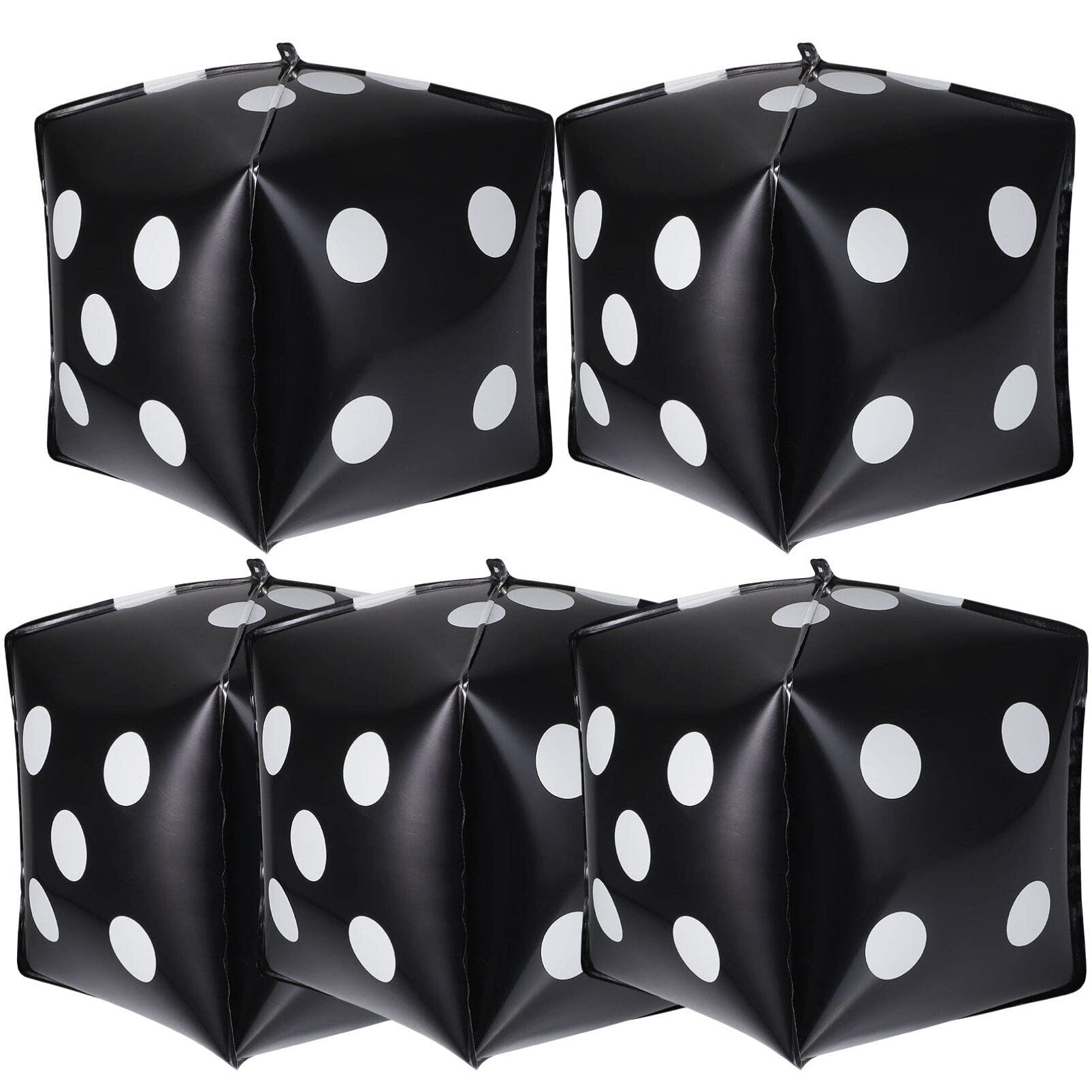 Cube Dice Balloons 5pcs Aluminum Foil Balloons Theme Party Decor Poker Party Favor Game Night Decoration Supplies 12Inch Black