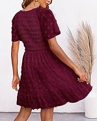 BTFBM Womens V Neck Casual Vacation Dress Short