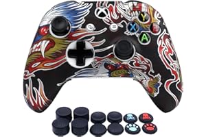 RALAN Controller Skin for Xbox One, Anti-Slip Silicone Controller Cover Protector Case Compatible for Xbox 1 Wireless/Wired Gamepad Joystick with 4 Thumb Grips Caps and Black Pro Thumb Grip x 8