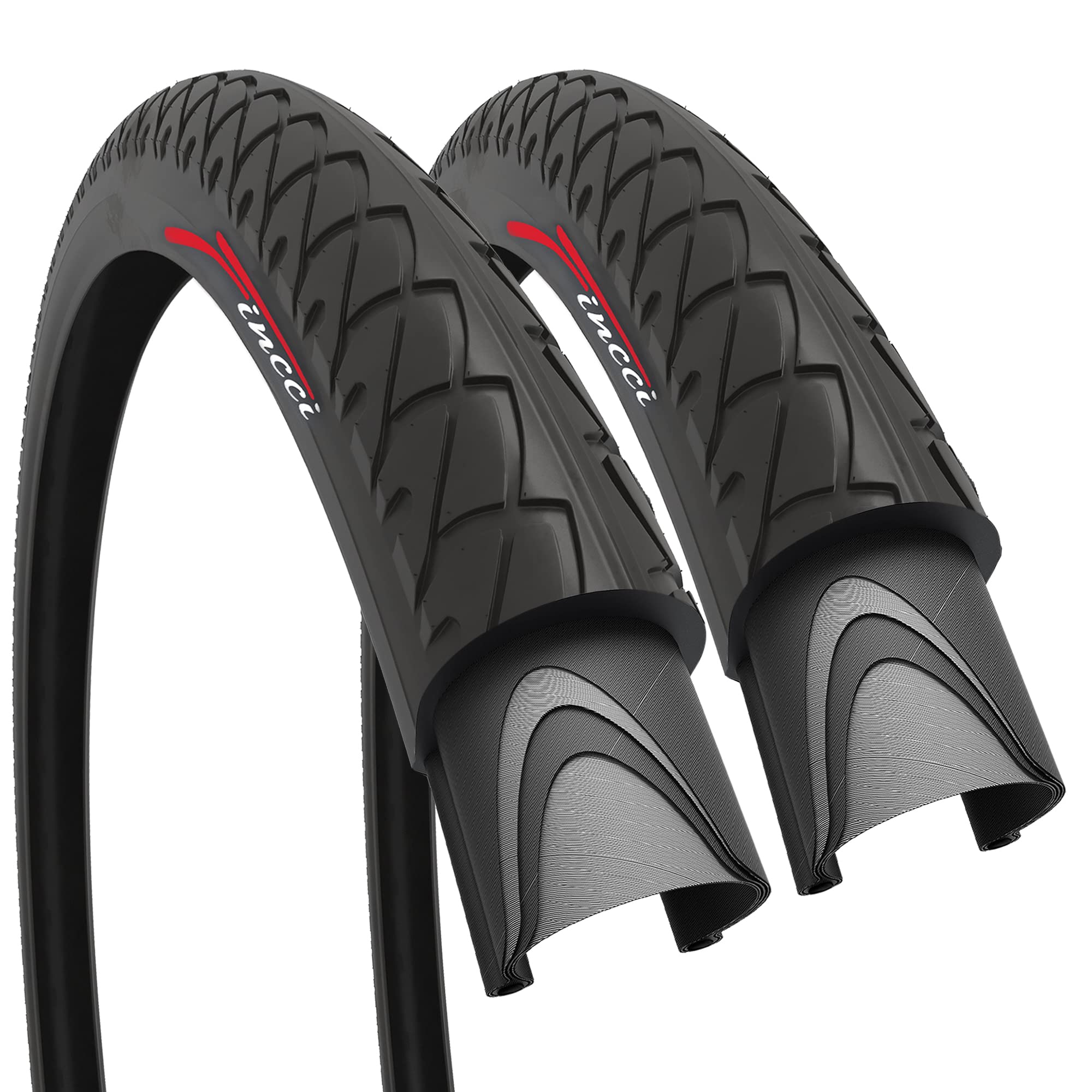 Fincci Pair 26 x 1.95 Inch 50-559 Foldable Slick Tyres for Road Mountain Hybrid Bike Bicycle (Pack of 2)