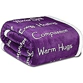WOLF CREEK BLANKET - Compassion Blanket (Brand)- Strength Courage Super Soft Warm Hugs, Get Well Gift Blanket Plush Healing Thoughts Positive Energy Love & Hope (Purple, 50 x 65 Sherpa)