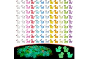 240Pcs Luminous Mini Resin Ducks, Tiny Duck Bulk Glow in The Dark Small Plastic Miniature Ducks Figures for Dollhouse Decor M