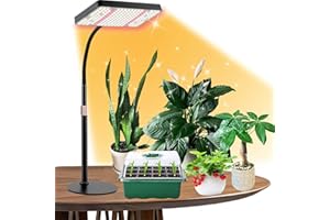 FRGROW Grow Lights for Indoor Plants, Table Top Plant Grow Lights, Full Spectrum Plant Growing Lamps, Desk Grow Lights for Seed Starting Seedlings Vegetable, Daisy Chain, Adjustable Height&Gooseneck