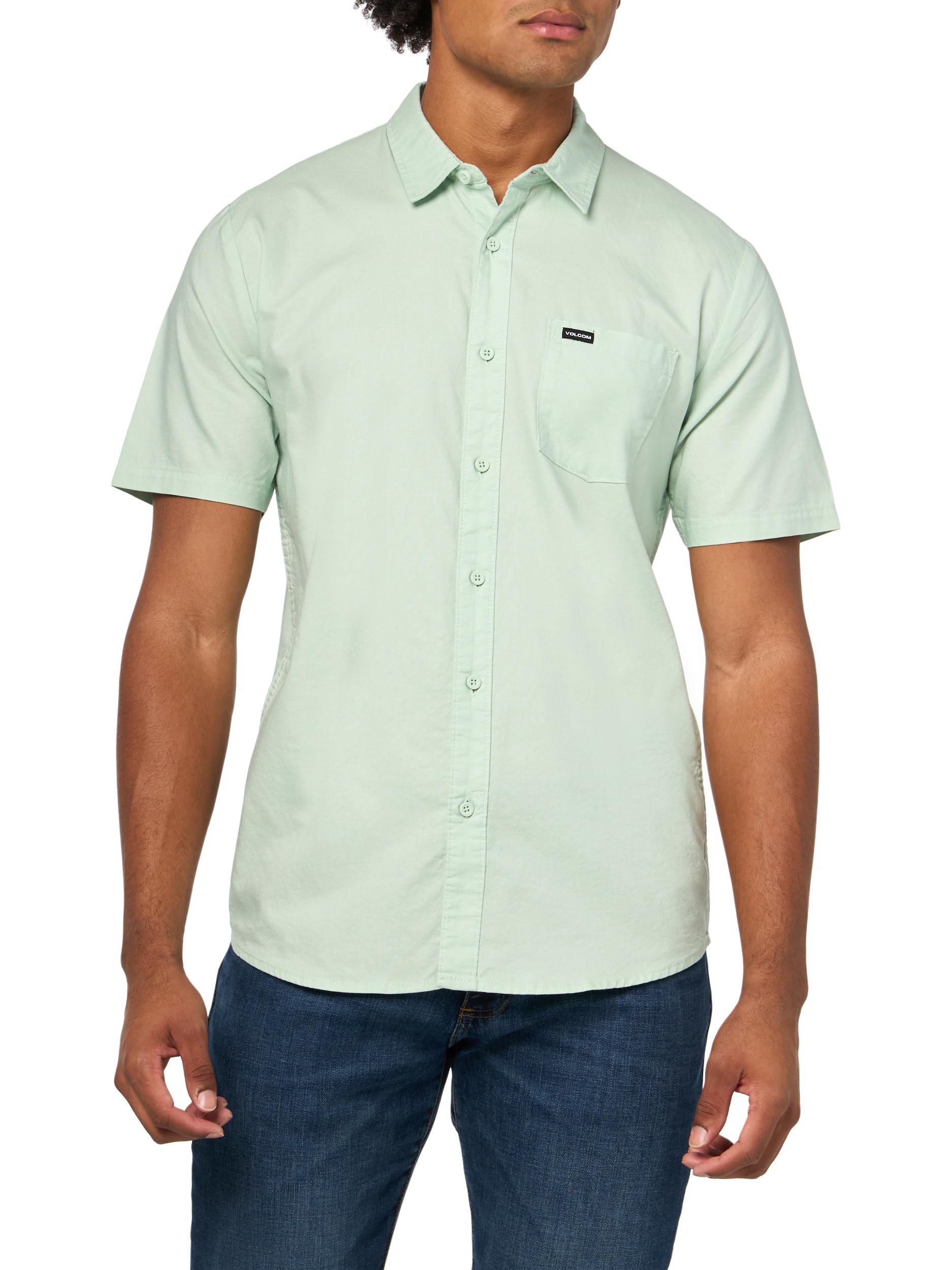 Volcom Men’s Orion Short Sleeve Button Down Woven Shirt, Spearmint, XXLarge