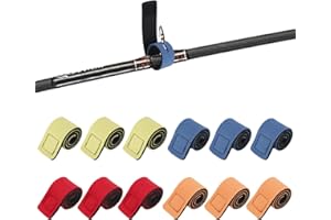 12pcs Fishing Rod Straps, 9.84in 4 Colors Securing Straps for Fishing Rods Elastic Rod Holder Strap Fish Pole Accessories for