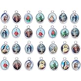 ZHENYIN 100pcs Mix Jesus Cross Virgin Mary Medal Jesus Religious Wear Saint Benedict Medallion Loose Rosary Charms for DIY Necklace Bracelet Jewelry Making