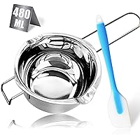 480ML Double Boiler Chocolate Melting Pot,304 Stainless Steel Candle Making Kit, Melting Pot with Silicone Spatula for…