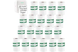 BAGVHANDBAGRO 20 Rolls Self-Adhesive Thermal Paper, Glossy Thermal Printer Paper for Mini Portable Printer, 57 x 25mm, Thermal Labels for Most Pocket Printer
