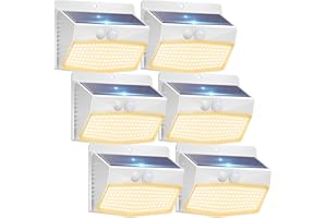 Peasur 6 Packs Solar Outdoor Lights Motion Sensor, Solar Security Lights Waterproof with 3 Lighting Modes Solar Powered Wall Lights Outside for Garden Fence Yard Deck, Warm White