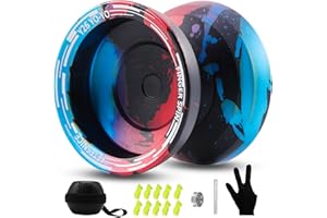 FETESNICE Y26 Professional Butterfly Yo-Yo - Dual Mode Responsive/Unresponsive Finger Spin Yoyo for Kids, Adults & Competition Players | Pro Yo-Yo with 10 Strings + Case & Gloves（Black Blue Red）