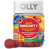 OLLY Kids Immunity, Immune Support Gummy ,* Cherry Berry - 50 Count | Kids Support, A blend of Wellmune, Acerola Cherry, Elderberry and Zinc, Gluten Free, No Synthetic Colors or Flavors