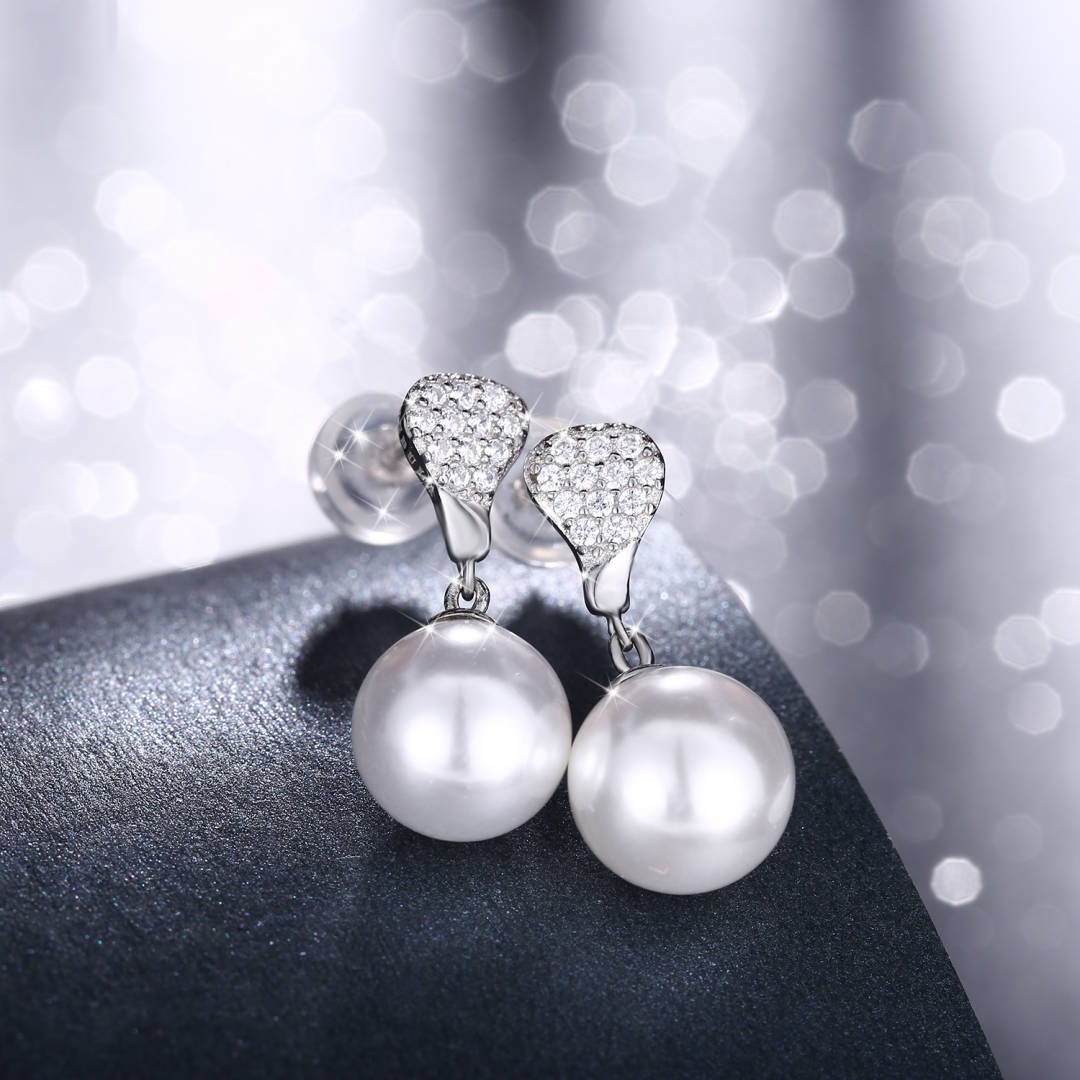 Pendientes Mujer, GUNDULA Pendientes Mujer Perla Zirconia Cúbica \