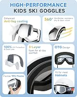 Findway Kids Ski Goggles Sapphire Blue UV 100% Anti-Fog OTG 3-12 view 4