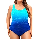 Holipick Womens Plus Size One Piece Swimsuits Tummy Control Bathing Suits Sporty Swimwear