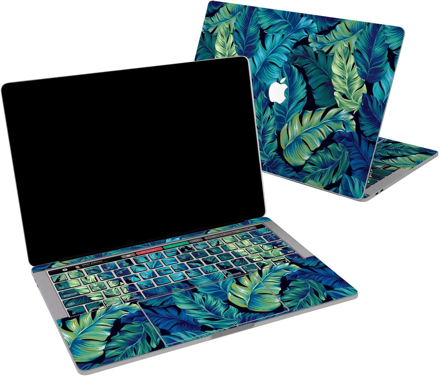 Lex Altern Vinyl Skin for MacBook Air 13 inch Mac Pro 16 15 Retina 12 11 2020 2019 2018 2017 Blue Green Leaves Palm Pattern Nature Plant Banana Laptop Cover Decal Sticker Touch Bar Protective Top
