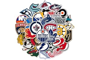 32 Pcs Hockey Teams Stickers, Vinyl Waterproof Decals for Laptop, Bottles, Phones, Skateboards, Guitars, Luggage, Hockey Game