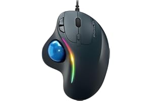 PORLEI Trackball Mouse Wired, Ergonomic Comfort Design Reduces Muscle Strain, USB Plug&Play, Easy Thumb Control, Precision Tracking with 5 Adjustable DPI, RGB Rollerball Mouse Compatible for PC, Mac, Windows