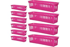 Holibanna 12pcs Small Plastic Desktop Storage Baskets Stackable Rectangle Organizer for Office Supplies and