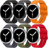 6 Pack Sport Bands Compatible with Samsung Galaxy Watch 8 Band 40mm 44mm/Galaxy Watch 8 Classic Band 46mm, No Gap Soft Silicone Replacement Strap for Men Women