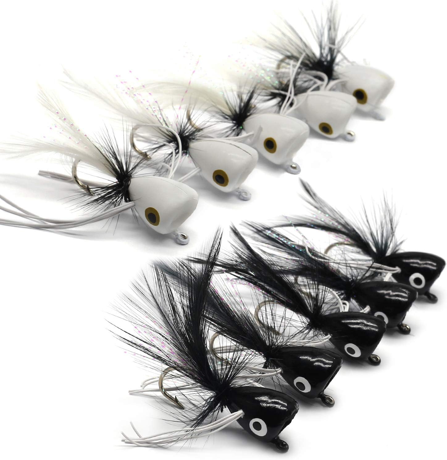 Bass Popper Fly Dry Fly Fishing Flies Kit Panfish Bass Fishing Popper Topwater Bait……
