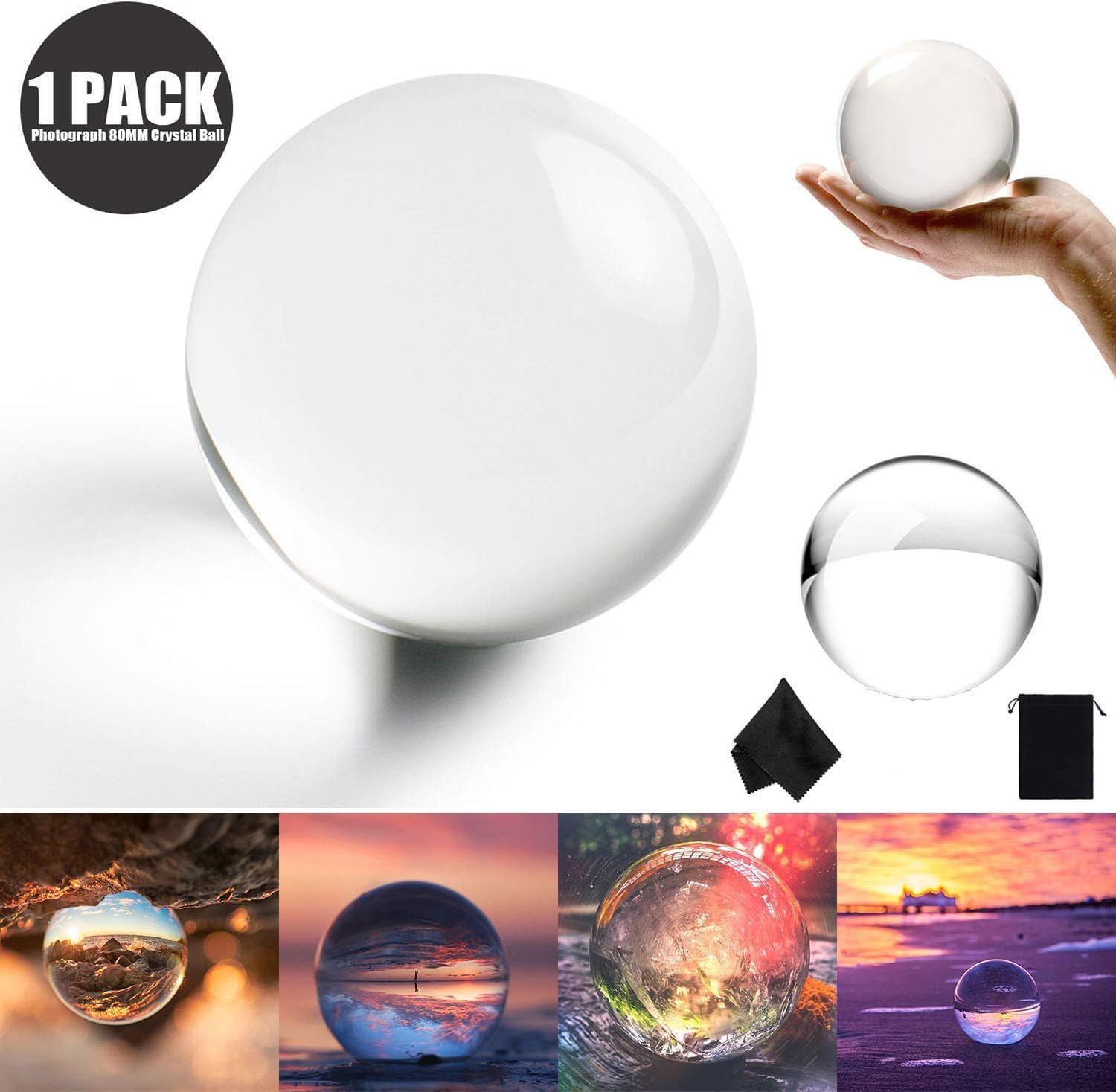 The Prop store Lensball 80 mm Pro Crystal Ball for DSLR and Mobile Photography
