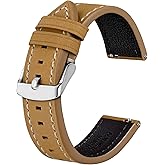BISONSTRAP Leather Watch Straps, Casual Style Replacement Band for Men and Women-18mm 19mm 20mm 21mm 22mm
