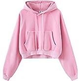 Wyeysyt Cropped Hoodies for Women Acid Wash Sweatshirt Fleece Lined Oversized Vintage Athletic Pullover
