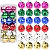 AllBeauty 24ct 40mm Christmas Balls Ornaments Essential Christmas Tree Decorations Shatterproof Indoor for The Home Holiday Party Decoration (4CM/6Colors, 24ct)