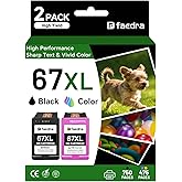 Faedra Remanufactured Ink Cartridges for HP 67XL 67 XL Ink for HP Deskjet 2742e 2842e 2755e 2855e 4255e Work for HP Deskjet 2
