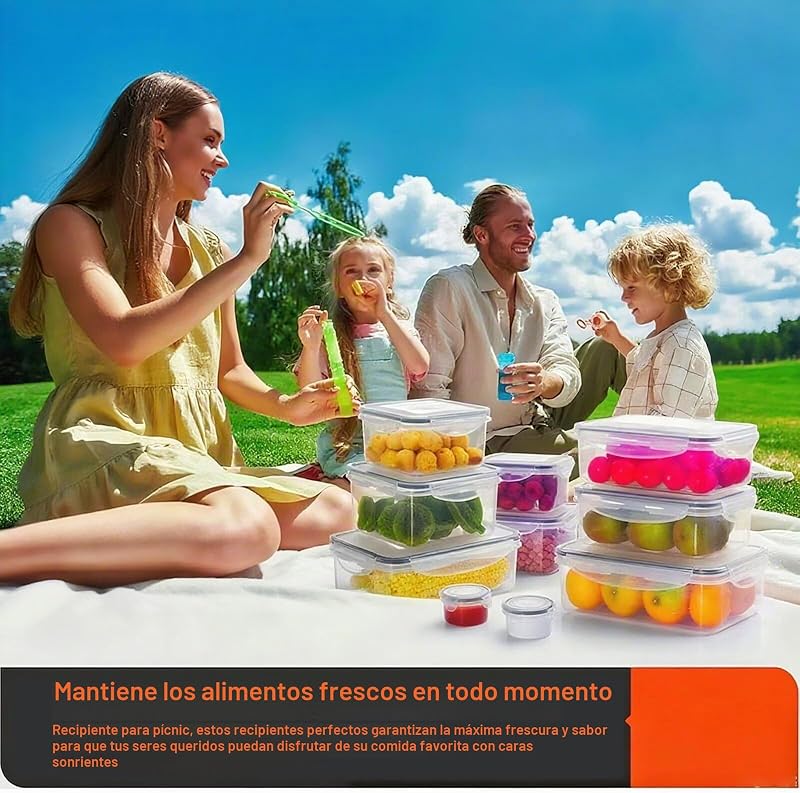 Juego de 48 recipientes herméticos con tapa, cajas de almacenamiento para alimentos (24 recipientes+24 tapas), cajas de almacenamiento de cocina, herméticas y a prueba de fugas, sin BPA, aptos para — foto 7 de 7
